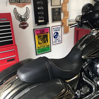 Custom Harley Garage with Tool Chest and Signs - Vinny C Long Island NY