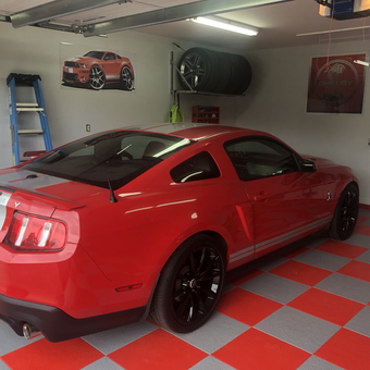 Red Mustang Garage with Checkered Floor - My Baby's house from Miramar Beach, Florida