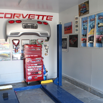 Corvette Themed Garage with Lift and Tool Chest - Ron Packer from Marine City, Michigan