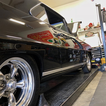Classic car on four-post lift with tool chests - Jason Wolfe from KINGSTON, TN