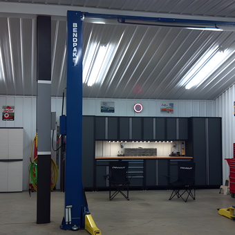 Organized garage with car lift and cabinets - Robert from Springfield, TN