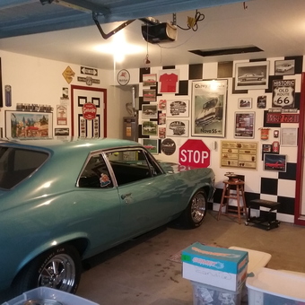 Classic Car Garage with Wall Signs and Decor - David Balius from Caldwell, ID