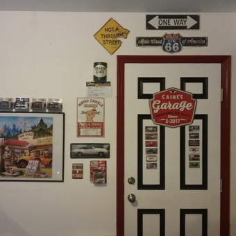 Garage Decor with Signs and Diecast Cars - David Balius from Caldwell, ID