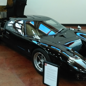 Classic black sports car display with open rear - ScottVal from Tacoma, WA