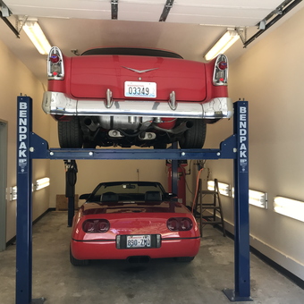 Garage with BendPak car lift and classic cars - Al from Shelton, Wa