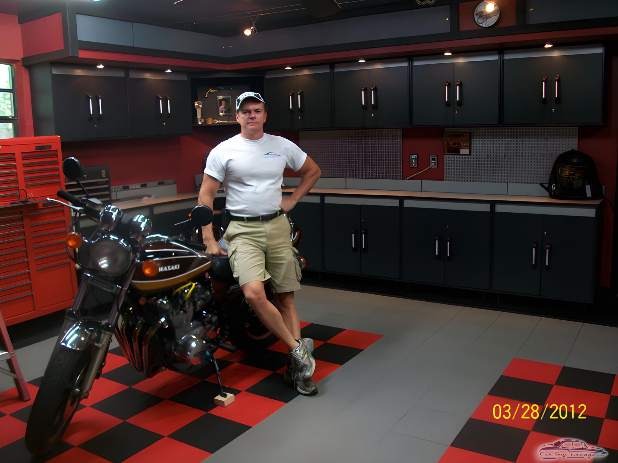 Garage with Black Cabinets, Red Tool Chest, Motorcycle - Dan from Gainesville, FL