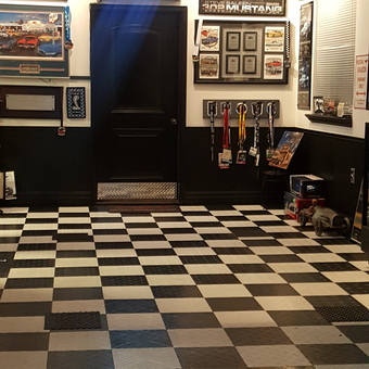 Checkerboard Garage Floor With Car Decor Wall Art - Steve Raleigh from Riverton, Utah