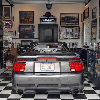 Saleen Mustang Garage with Neon Signs and Checkered Floor - Steve Raleigh from Riverton, Utah