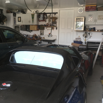 Organized garage with Corvette, cabinets, and tool chest - Big Ted from Torrance, California