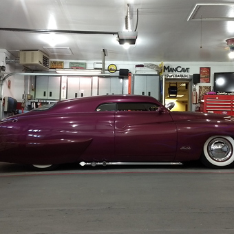 Classic car garage with storage cabinets and decor - Jerry from Asheville, NC