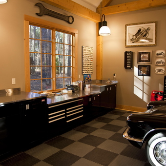 Organized Garage with Tool Cabinets and Wall Art - Anonymous from Conneticut