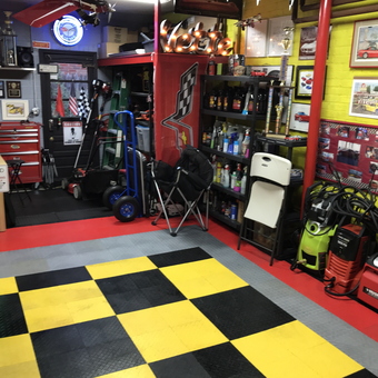 Colorful Garage With Tool Chest and Neon Signs - Skream N' Bee from Cliffside Park, NJ