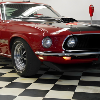Classic Red Mustang and Garage Decor - Joey Jump-Start from Brighton, Michigan