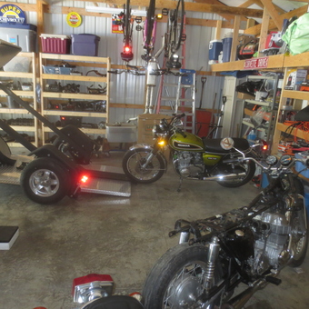 Motorcycles, Utility Trailer, and Organized Shelving - Mark from Muncie, Indiana