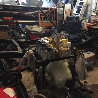 Organized garage with car parts, tools, and boat - Caz from Easton, PA