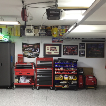 Organized garage with tool chests and storage bins - Ron & Gwen from Gallatin, TN