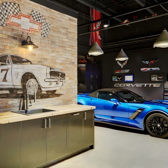 Corvette Garage with Wall Art and Cabinets - Brian from Lake Zurich, IL