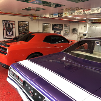 Classic and Modern Dodge Cars in Decorated Garage - Larry from Wilkes Barre, Pa