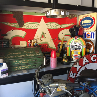 Vintage Gas Station Signs, Mini Jukebox, and Bike - The kid from Pleasanton, CA