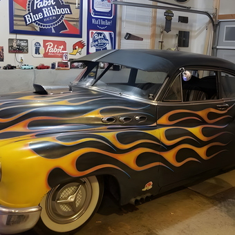 Classic Car with Flames and Neon Signs - Justin Roberts from Canton, GA