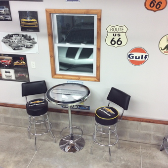 Chevrolet Bar Stools, Retro Signs, and Wall Decor - Carol from Copley, Ohio