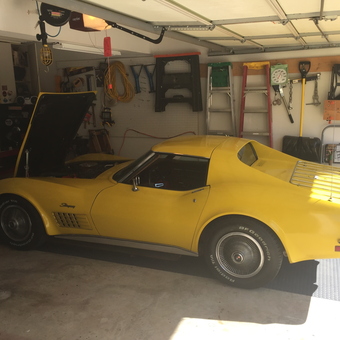 Organized Garage with Classic Yellow Corvette and Tools - Jon from Aldie, Va