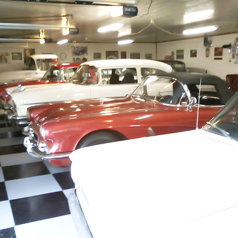 Classic Car Collection with Checkered Garage Floor - Angel Melton from Mountain Grove, Missouri