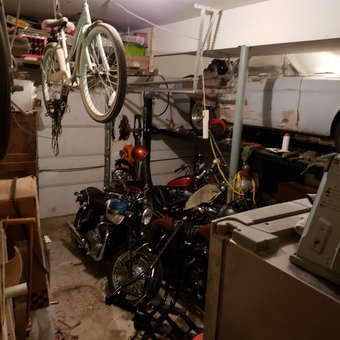 Motorcycles, Car Lift, and Bike Storage in Garage - Michael O'Hara from Brick, New Jersey