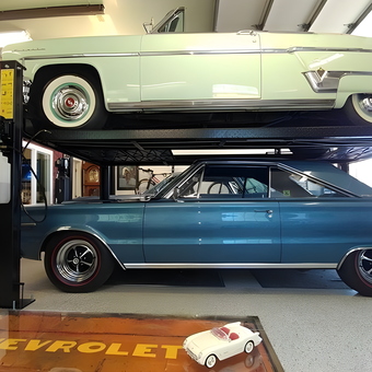 Classic Cars on Four Post Lift in Garage - Greg from BOISE, Idaho