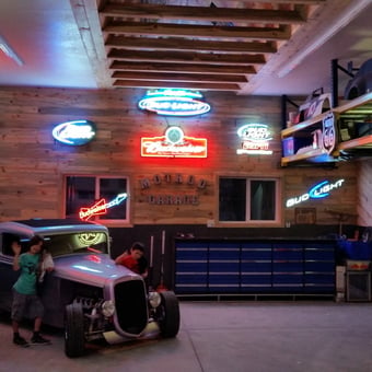 Custom Hot Rod Garage with Neon Signs - Motrod Heaven from Littleton, Colorado