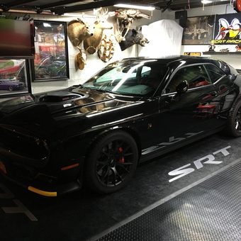 Dodge Challenger Garage with SRT Flooring and Decor - Where The *itch sleeps from Brooklyn, New York