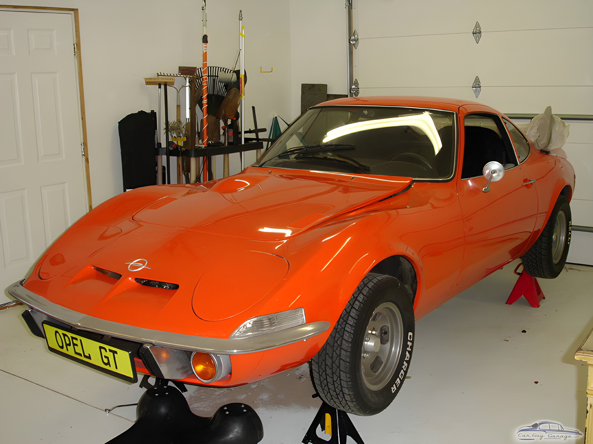 Classic Opel GT on Jack Stands in Organized Garage - Mike of the North from Oxford, MI