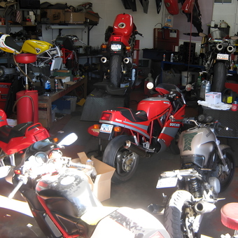 Motorcycle Garage with Workbenches and Tool Storage - Ducati Tom from Mesa, AZ