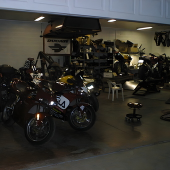 Motorcycle Workshop With Lifts, Tools, and Ducati Banner - Ducati Tom from Mesa, AZ