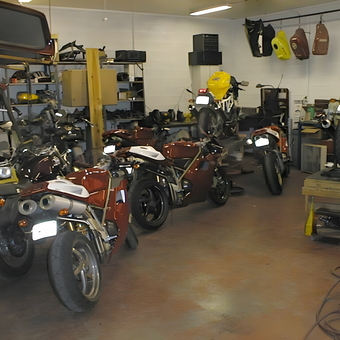 Custom Ducati Motorcycle Garage with Tools and Storage - Ducati Tom from Mesa, AZ