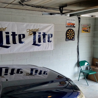 Garage With Miller Lite Banner and Dartboard - Matthew Krzesniak from Palos Hills, ILLINOIS