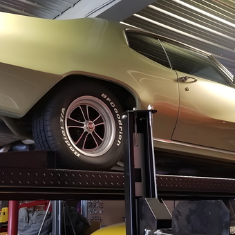 Classic Car on Four Post Lift in Metal Garage - Terry Goodman from Middletown, PA
