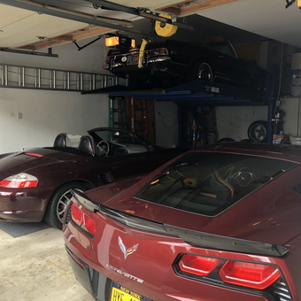 Three Car Garage with Car Lift and Ladder Storage - PeterM from Garden city, Ny