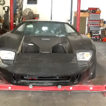 Exotic car project on lift with tool chests - Bill Emerson from Redding, CA