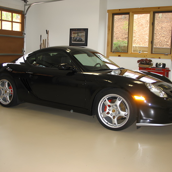 Clean Garage with Black Sports Car and Wall Decor - Jerry from Morganton, NC