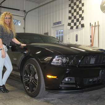 Modern garage with black Mustang and decor - Black Knight from ShermansDale, PA