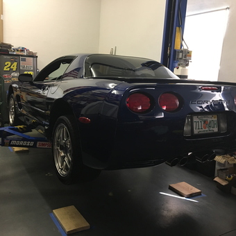 Corvette on Two Post Lift with Tool Storage - Ken from Palm Coast, FL