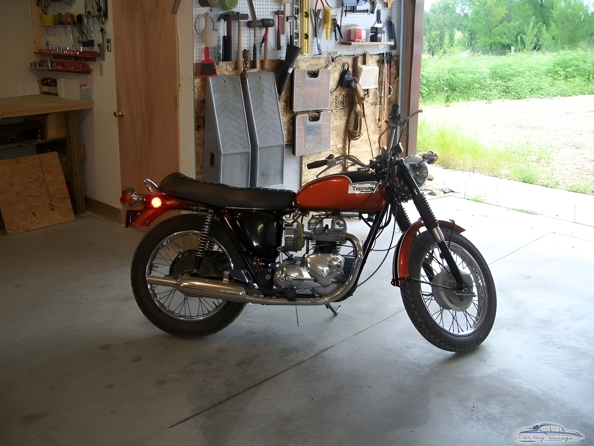 Classic Motorcycle and Organized Garage Tools - Dave from Horton, Kansas