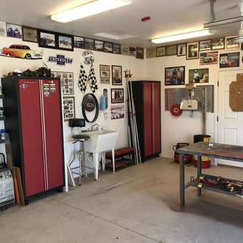 Organized Garage With Red Cabinets and Wall Art - weenie from PRESCOTT, AZ