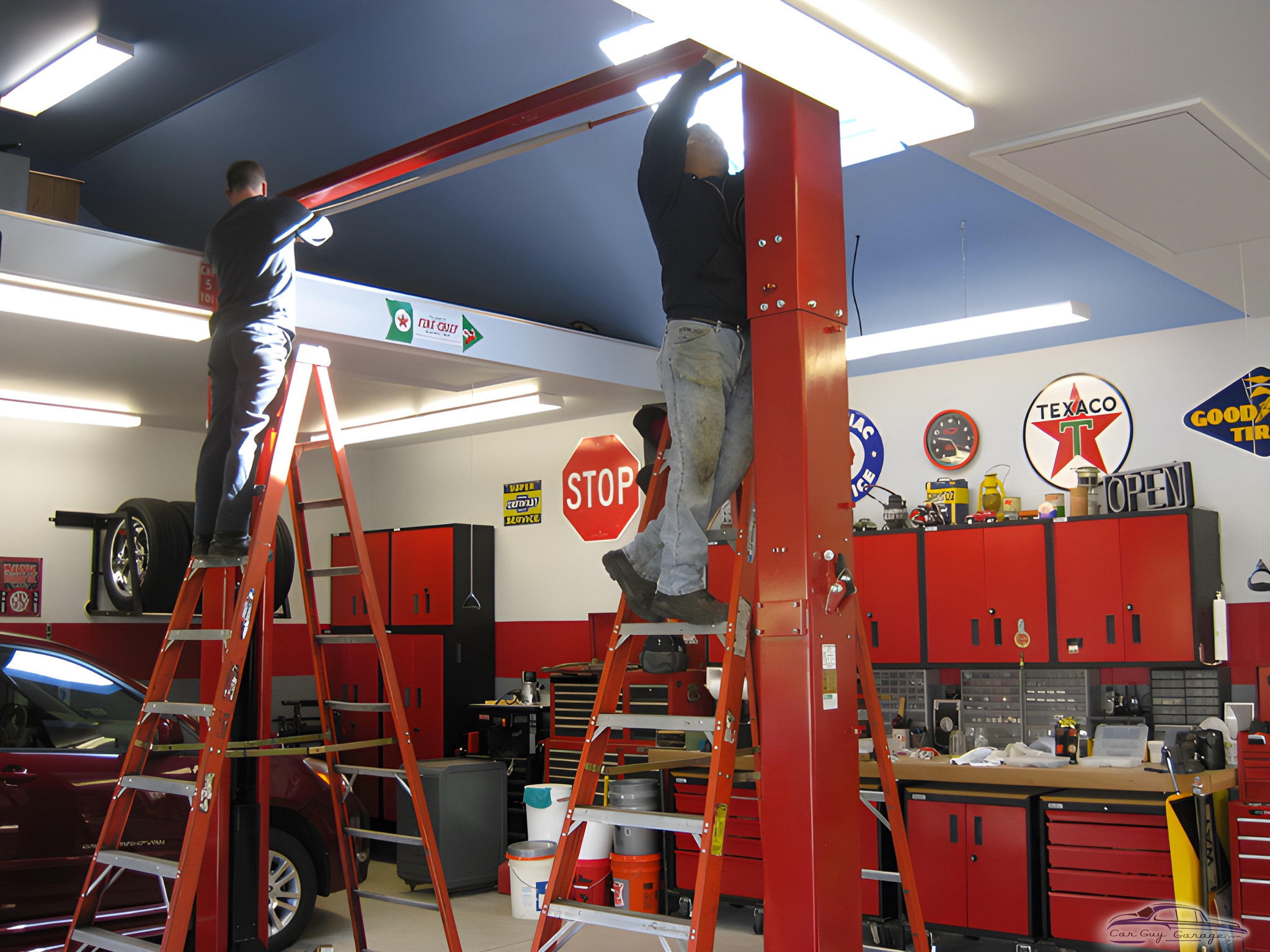 Red Tool Cabinets and Car Lift Installation - Perry from Woodbury, NY