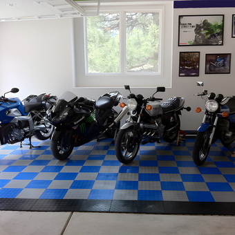 Motorcycle Collection on Checkered Garage Flooring - Dr Norad from Colorado Springs, CO