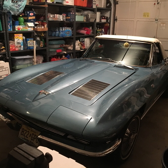 Classic Blue Corvette in Organized Garage - Pete's Tight Fit