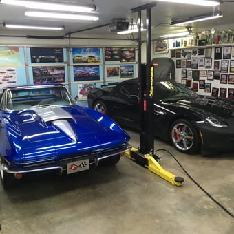 Corvette Garage with Car Lift and Wall Displays - Mike from Beaumont, VA