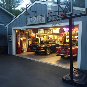 Classic Car Garage with Neon Signs and Decor - Mitchtr25068 from Woodstock, NY