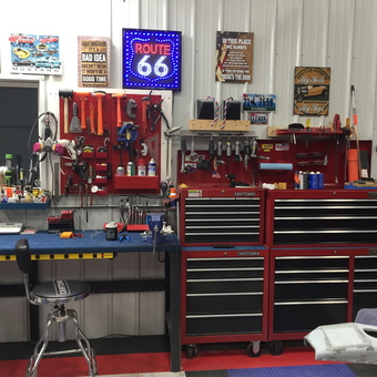 Organized Garage Workbench with Tool Cabinets - James from Newcastle, Wyoming